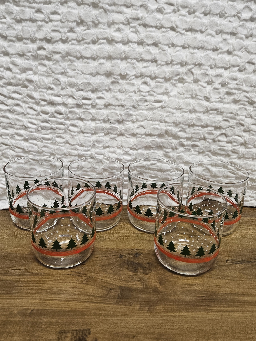 Libbey Glass Winter Wonderland Holiday Rocks Glasses Set 6 Vintage 1980s 12oz